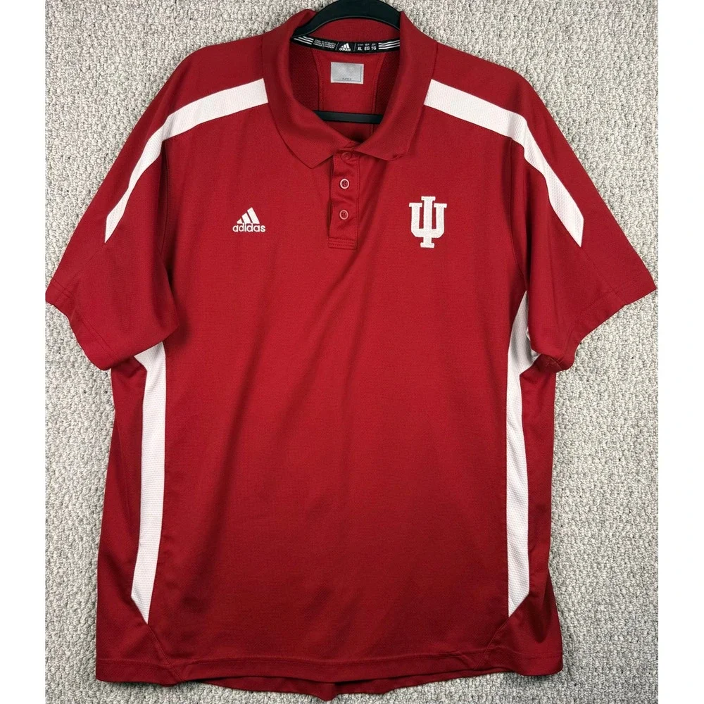 Adidas Indiana University IU Hoosiers Polo Shirt Mens XL Red NCAA Golf Sport M20
